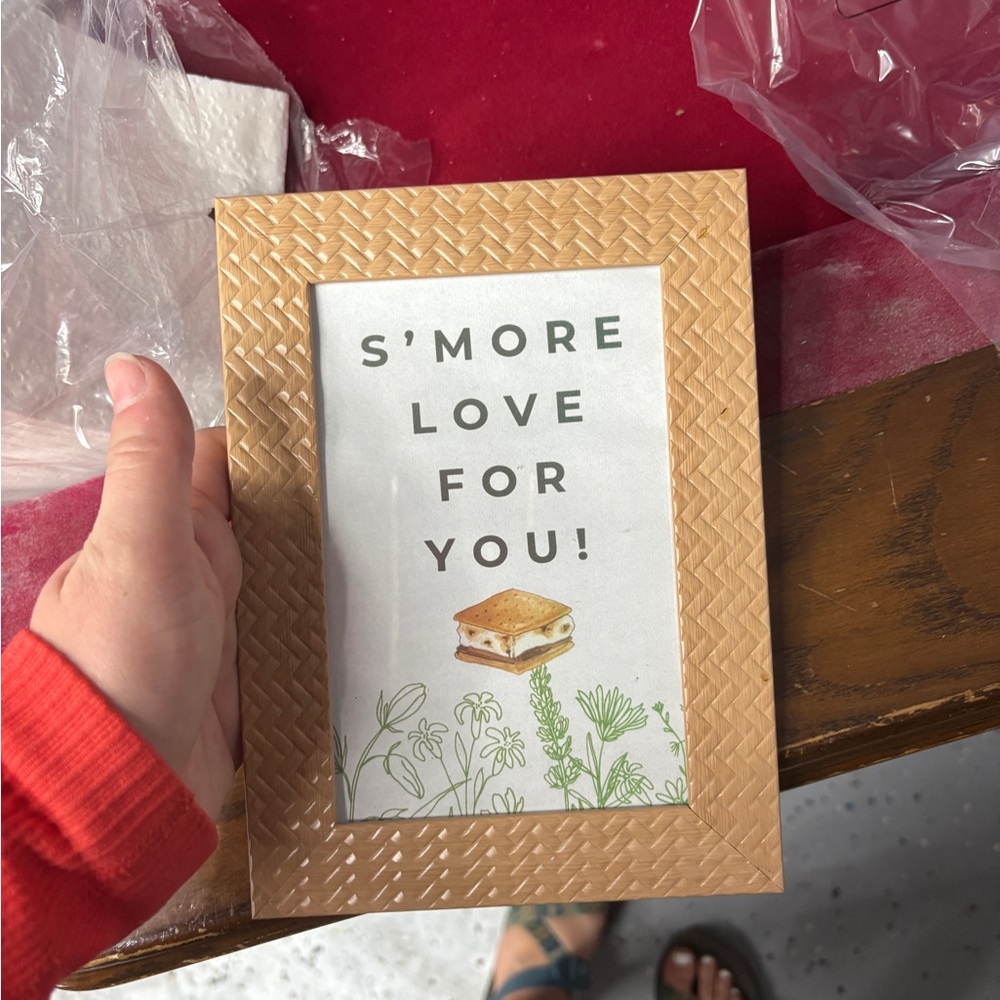 Woven Tan Picture Frame with S'more Love Print